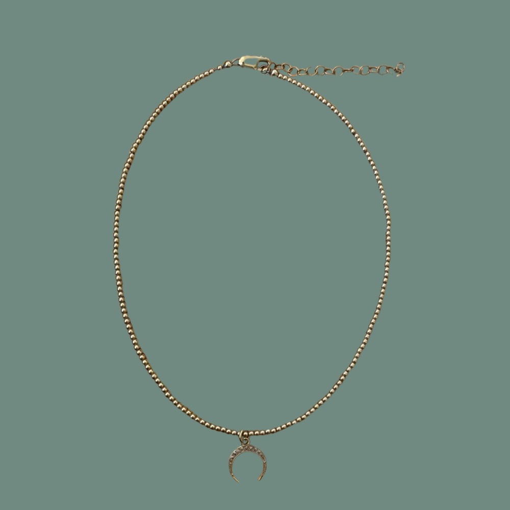 2mm Yellow Gold Filled Diamond Double Horn Necklace, Karen Lazar Design